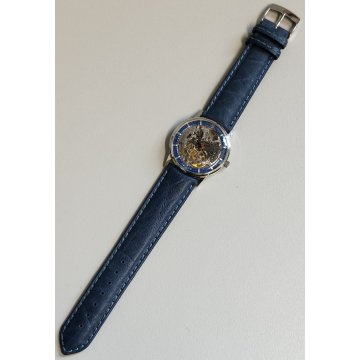 Revue Skeleton MSR 17 jewels OROLOGIO POLSO SCHELETRATO Vintage Wrist Watch BLU