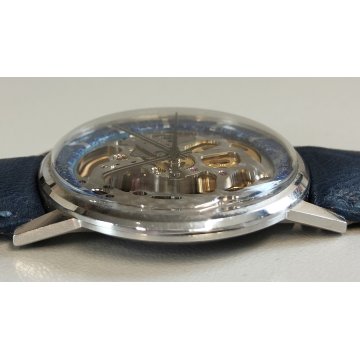 Revue Skeleton MSR 17 jewels OROLOGIO POLSO SCHELETRATO Vintage Wrist Watch BLU