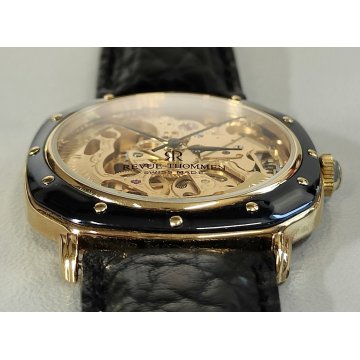 Revue Thommen Skeleton MSR t44 OROLOGIO POLSO SCHELETRATO Wrist Watch PLAQUE OR