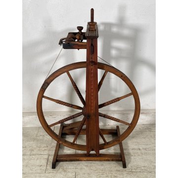 ANTICO RARO FILARINO ARCOLAIO EPOCA 1800 LEGNO RUOTA PEDALE LANA TESSUTO TESSILE