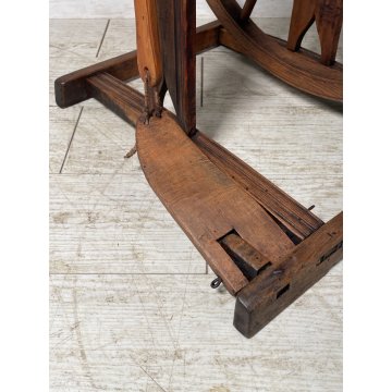 ANTICO RARO FILARINO ARCOLAIO EPOCA 1800 LEGNO RUOTA PEDALE LANA TESSUTO TESSILE