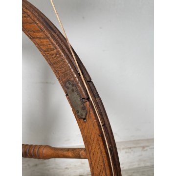 ANTICO RARO FILARINO ARCOLAIO EPOCA 1800 LEGNO RUOTA PEDALE LANA TESSUTO TESSILE