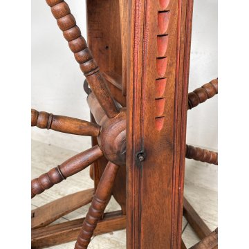 ANTICO RARO FILARINO ARCOLAIO EPOCA 1800 LEGNO RUOTA PEDALE LANA TESSUTO TESSILE