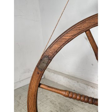 ANTICO RARO FILARINO ARCOLAIO EPOCA 1800 LEGNO RUOTA PEDALE LANA TESSUTO TESSILE