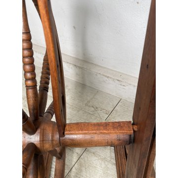 ANTICO RARO FILARINO ARCOLAIO EPOCA 1800 LEGNO RUOTA PEDALE LANA TESSUTO TESSILE
