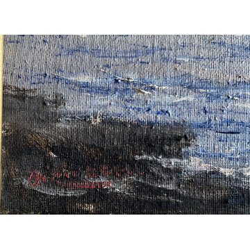 ANTICO DIPINTO A. Brioschi PAESAGGIO LACUSTRE BARCHE TRAMONTO PESCATORI '900