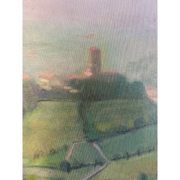 DIPINTO OLIO Gino Mazzoli PAESAGGIO COLLINE MONFERRATO DA Madonna dei Monti '72