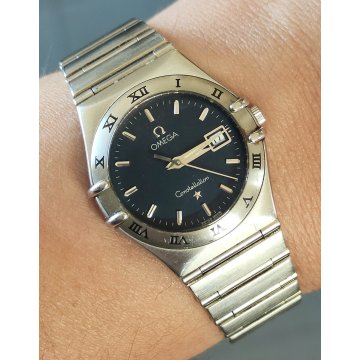 OMEGA Constellation Date quartz OROLOGIO POLSO Acciaio WRIST WATCH Lady BLU