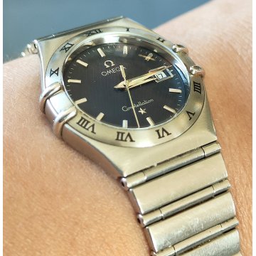 OMEGA Constellation Date quartz OROLOGIO POLSO Acciaio WRIST WATCH Lady BLU