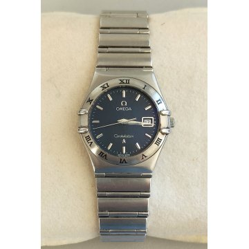 OMEGA Constellation Date quartz OROLOGIO POLSO Acciaio WRIST WATCH Lady BLU
