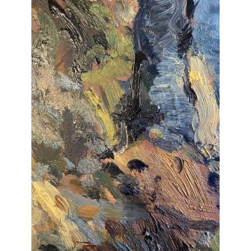 DIPINTO OLIO G. Balansino PAESAGGIO MARINO "Costa Brava" SCORCIO BARCA VELA '70
