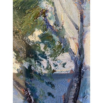 DIPINTO OLIO G. Balansino PAESAGGIO MARINO "Costa Brava" SCORCIO BARCA VELA '70