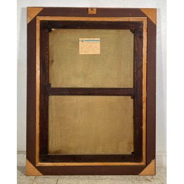 GRANDE QUADRO DIPINTO OLIO G. Solenghi SCENA GENERE "Cortile rustico" CONTADINA