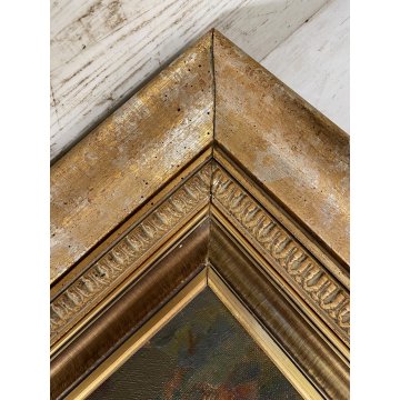 GRANDE QUADRO DIPINTO OLIO G. Solenghi SCENA GENERE "Cortile rustico" CONTADINA