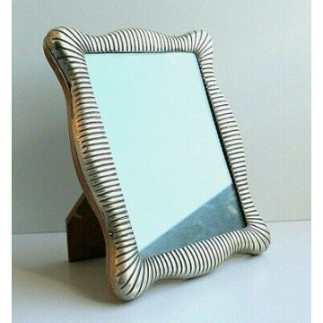 CORNICE PORTA RITRATTO LEGNO ARGENTO 800 PICTURE FRAME BACK STAND VINTAGE 50's 
