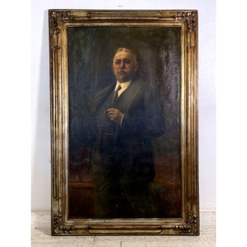 GRANDE QUADRO DIPINTO OLIO I. Karpof RITRATTO NOBILUOMO FIGURA MASCHILE CORNICE