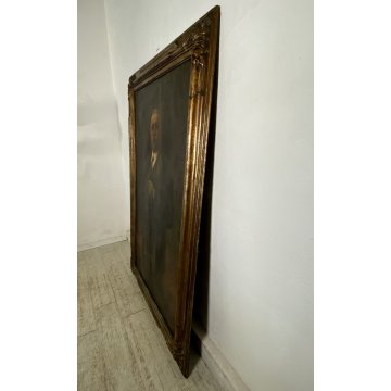 GRANDE QUADRO DIPINTO OLIO I. Karpof RITRATTO NOBILUOMO FIGURA MASCHILE CORNICE