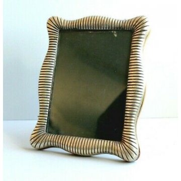 CORNICE PORTA RITRATTO LEGNO ARGENTO 800 PICTURE FRAME BACK STAND VINTAGE 50's 