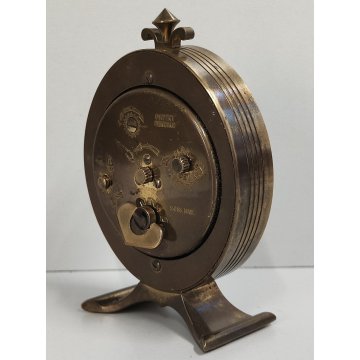 Swiza OROLOGIO TAVOLO OVALE suoneria DECO anni 60 OTTONE DORATO Old Alarm Clock