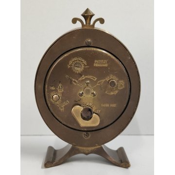 Swiza OROLOGIO TAVOLO OVALE suoneria DECO anni 60 OTTONE DORATO Old Alarm Clock