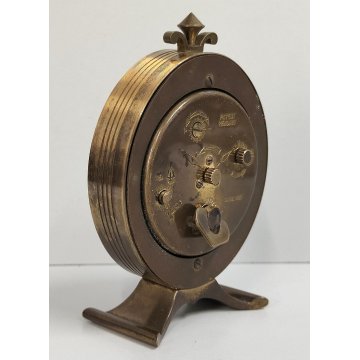 Swiza OROLOGIO TAVOLO OVALE suoneria DECO anni 60 OTTONE DORATO Old Alarm Clock