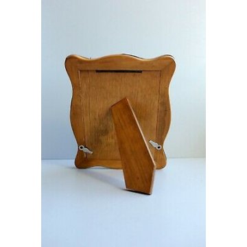 CORNICE PORTA RITRATTO LEGNO ARGENTO 800 PICTURE FRAME BACK STAND VINTAGE 50's 