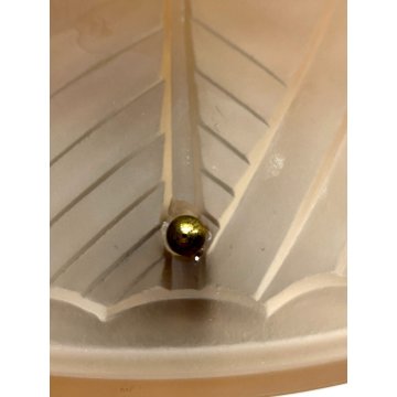 LAMPADA TAVOLO ABATJOUR ART NOUVEAU FERRO BATTUTO VETRO SATINATO 2 LUCI 47 cm/h