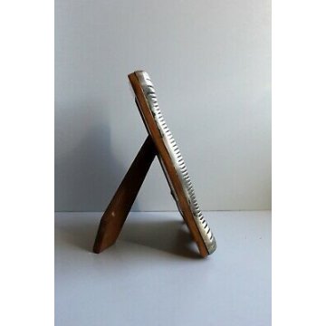 CORNICE PORTA RITRATTO LEGNO ARGENTO 800 PICTURE FRAME BACK STAND VINTAGE 50's 