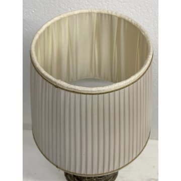 LAMPADA TAVOLO CLASSICA ABATJOUR METALLO ARGENTATO DECORO A SBALZO 1 LUCE 58cm/h
