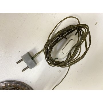 LAMPADA TAVOLO CLASSICA ABATJOUR METALLO ARGENTATO DECORO A SBALZO 1 LUCE 58cm/h