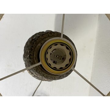 LAMPADA TAVOLO CLASSICA ABATJOUR METALLO ARGENTATO DECORO A SBALZO 1 LUCE 58cm/h