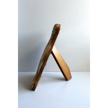 CORNICE PORTA RITRATTO LEGNO ARGENTO 800 PICTURE FRAME BACK STAND VINTAGE 50's 