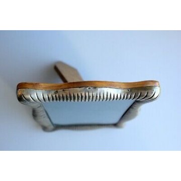 CORNICE PORTA RITRATTO LEGNO ARGENTO 800 PICTURE FRAME BACK STAND VINTAGE 50's 