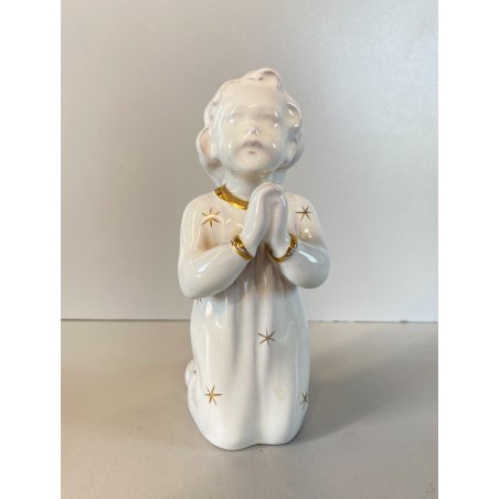 STATUETTA SCULTURA ANGELO in PREGHIERA Carbet CERAMICA BIANCA COLAGGIO 15cm/h