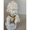 STATUETTA SCULTURA ANGELO in PREGHIERA Carbet CERAMICA BIANCA COLAGGIO 15cm/h