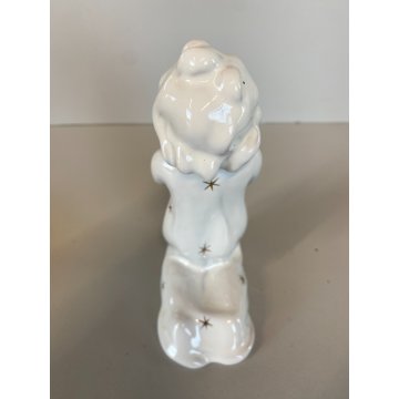 STATUETTA SCULTURA ANGELO in PREGHIERA Carbet CERAMICA BIANCA COLAGGIO 15cm/h