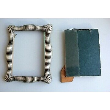CORNICE PORTA RITRATTO LEGNO ARGENTO 800 PICTURE FRAME BACK STAND VINTAGE 50's 