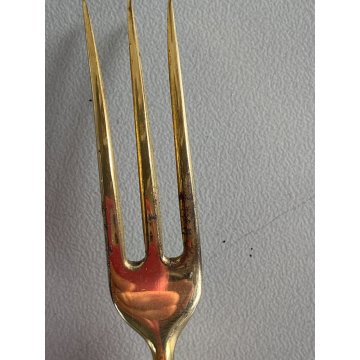 SET POSATE DESSERT VITTORIANE 6 Pers. METALLO DORATO ARGENTO 800 PUNZONATO 12pz
