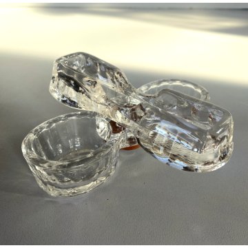 SALIERA VINTAGE MENAGE CONDIMENTO TAVOLA VETRO PRESSATO PORTA SALE STUZZICATENTI