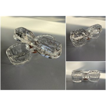 SALIERA VINTAGE MENAGE CONDIMENTO TAVOLA VETRO PRESSATO PORTA SALE STUZZICATENTI