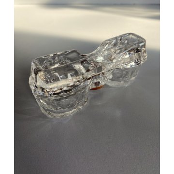 SALIERA VINTAGE MENAGE CONDIMENTO TAVOLA VETRO PRESSATO PORTA SALE STUZZICATENTI