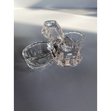 SALIERA VINTAGE MENAGE CONDIMENTO TAVOLA VETRO PRESSATO PORTA SALE STUZZICATENTI