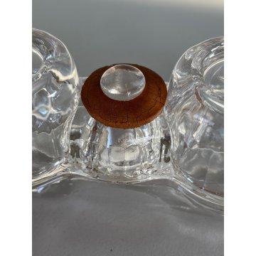 SALIERA VINTAGE MENAGE CONDIMENTO TAVOLA VETRO PRESSATO PORTA SALE STUZZICATENTI