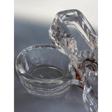 SALIERA VINTAGE MENAGE CONDIMENTO TAVOLA VETRO PRESSATO PORTA SALE STUZZICATENTI