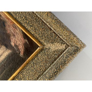 ANTICO QUADRO OLIO Carlo Pianca PAESAGGIO AUTUNNALE SOTTO BOSCO 23 x 15cm  '900