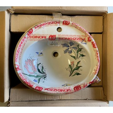 LAVANDINO CERAMICA POZZI GINORI LAVABO INCASSO DECORO A. CAMPI Tulipano Vaiolet