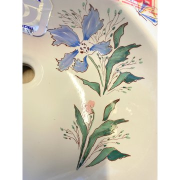 LAVANDINO CERAMICA POZZI GINORI LAVABO INCASSO DECORO A. CAMPI Tulipano Vaiolet