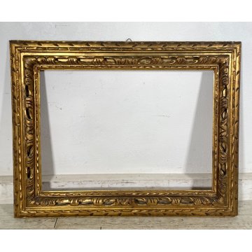 ANTICA GRANDE CORNICE DORATA BAROCCO LEGNO SCOLPITO 91 cm x 72 cm '1800 quadro