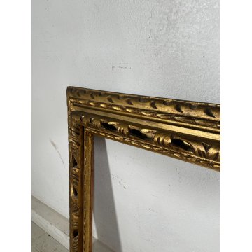ANTICA GRANDE CORNICE DORATA BAROCCO LEGNO SCOLPITO 91 cm x 72 cm '1800 quadro