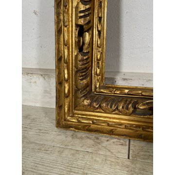ANTICA GRANDE CORNICE DORATA BAROCCO LEGNO SCOLPITO 91 cm x 72 cm '1800 quadro